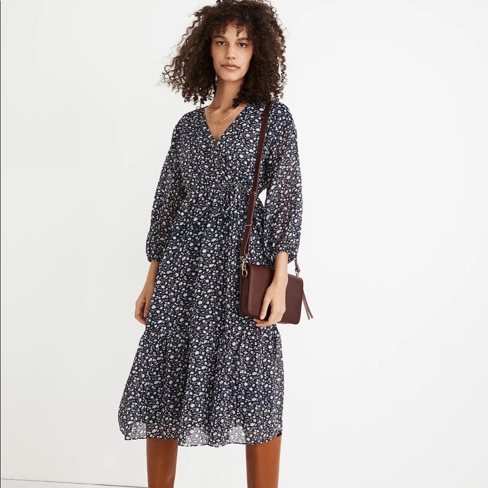 Madewell Tie Waist Midi Dress in Harvest Vine